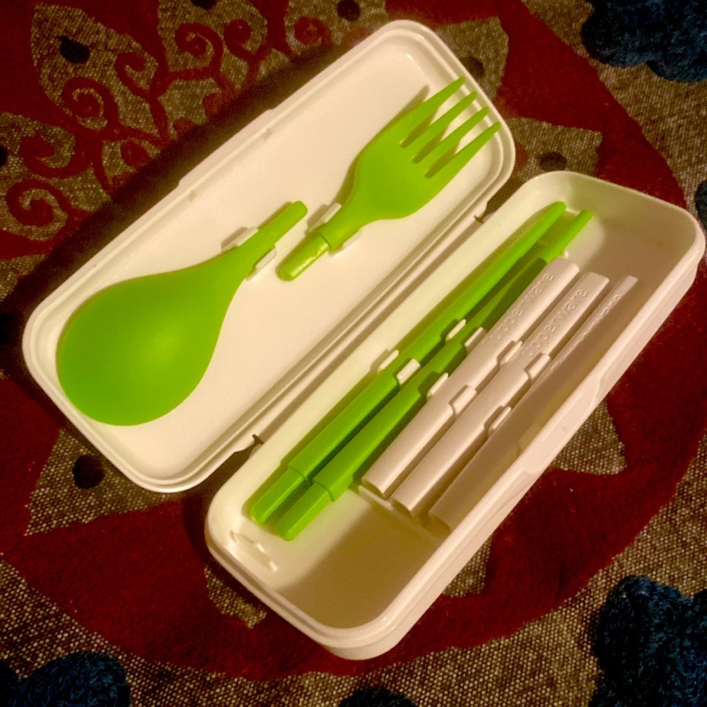 New 1 set Tupperware Portable Chopstick fork set